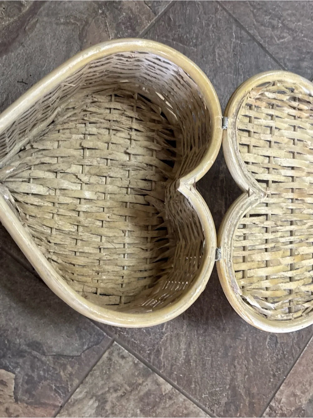 Woven Heart Shaped Decorative Basket - Natural Beige